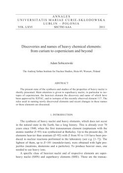 Discoveries and names of heavy chemical elements