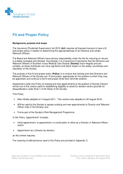 Fit and Proper Policy