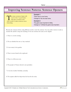 Improving Sentence Patterns: Sentence Openers