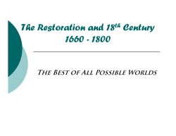 The Restoration and 18th Century 1660 - 1800