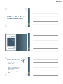 GASB Statement No. 72 &ndash; Fair Value Measurement and Application