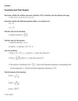 Lesson Functions and Their Graphs