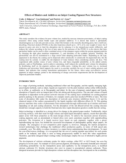 Effects of Binders and Additives on Inkjet Coating Pigment