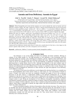 Anemia and Iron Deficiency Anemia in Egypt