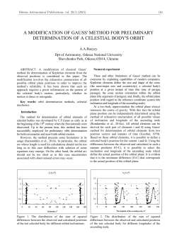 A MODIFICATION OF GAUSS` METHOD FOR PRELIMINARY