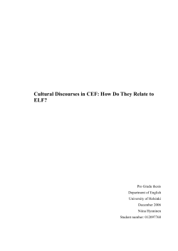 Cultural Discourses in CEF: How Do They Relate to ELF?