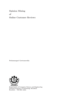 Opinion Mining of Online Customer Reviews