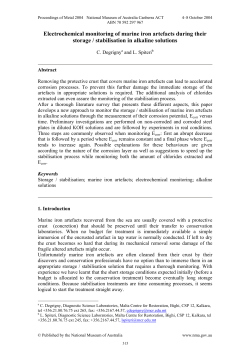 Electrochemical monitoring of marine iron artefacts during their