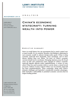 China`s economic statecraft: turning wealth into power