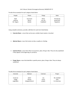 Unit 3-Nouns: Review Extravaganza Bonanza! ANSWER KEY