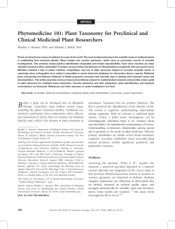 Phytomedicine 101: Plant Taxonomy for Preclinical and Clinical