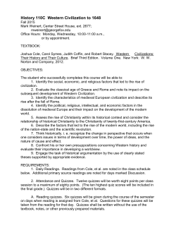 History 110A Western Civilization to 1648