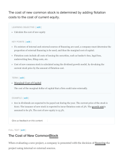 The cost of new common stock is determined by adding
