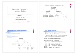 Sentence Planning 1: Lexical Choice (Moore)