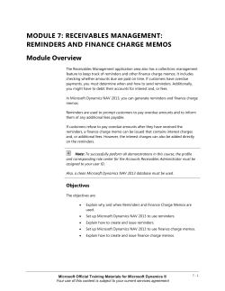 MODULE 7: RECEIVABLES MANAGEMENT: REMINDERS AND