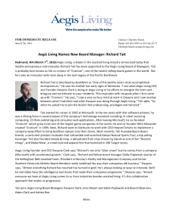 Aegis Living Names New Board Manager: Richard Tait