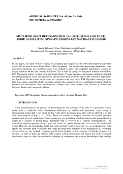 SIMPLIFIED ORBIT DETERMINATION ALGORITHM FOR LOW