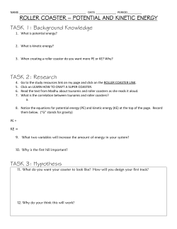 ROLLER COASTER &ndash; POTENTIAL AND KINETIC ENERGY TASK 1