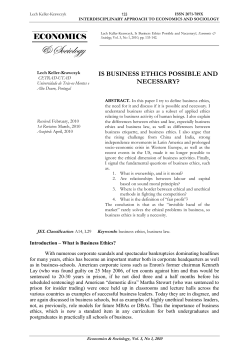 is business ethics possible and necessary?