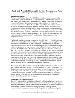 Audit and Permitted Non Audit Services Pre-Approval