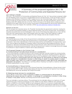 A Summary of the proposed legislation Bill C