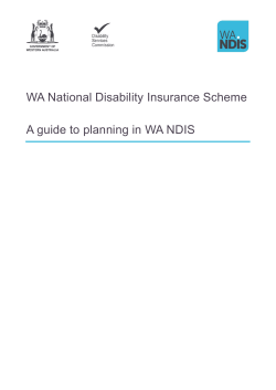 A Guide to Planning in WA NDIS - Disability Services Commission