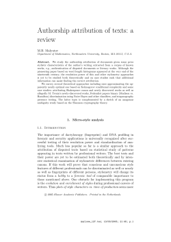 Authorship attribution of texts: a review
