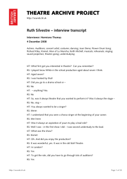 Theatre Archive Project: Interview with Ruth Silvestre