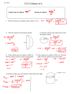 12.6 Volume of a Sphere