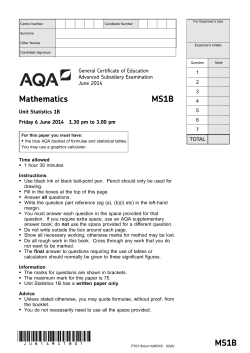 A-level Mathematics/Statistics Question paper Statistics 1B