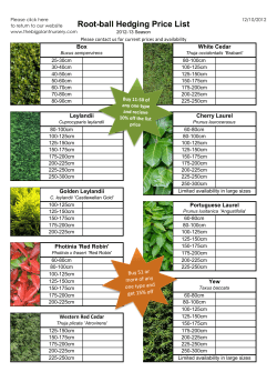 Root-ball Hedging Price List
