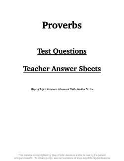 Proverbs Test Book - Way of Life Literature