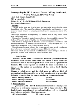 Investigating the EFL Learners` Errors In Using the Gerund, Verbal