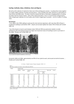 Cycling: methods, ideas, initiatives, facts and