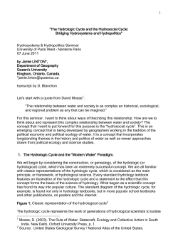 1 &ldquo;The Hydrologic Cycle and the Hydrosocial Cycle: Bridging