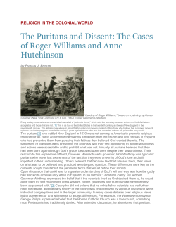 The Puritans and Dissent: The Cases of Roger Williams and Anne