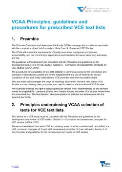 VCAA Principles, guidelines and procedures for prescribed VCE text