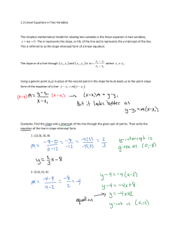 Section 1.3: Linear Equations in Two Variables