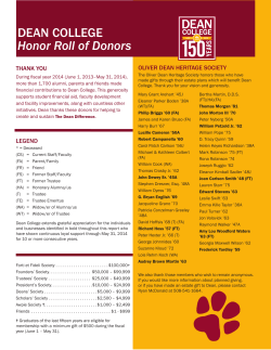 Honor Roll of Donors DEAN COLLEGE