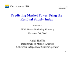 &ldquo;Predicting Market Power using the Residual Supply Index,&rdquo; FERC