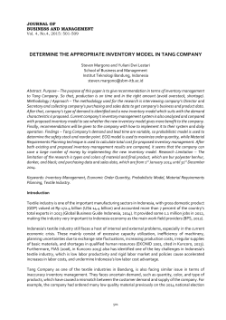 determine the appropriate inventory model in tang company