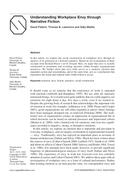 Understanding Workplace Envy through Narrative Fiction