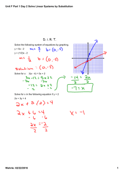 Unit F Part 1 Day 2 Solve Linear Systems by Substitution