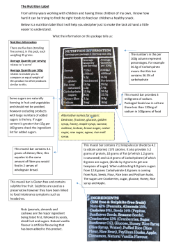 The Nutrition Label From all my years working with children and