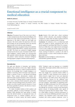 Emotional intelligence as a crucial component to medical education