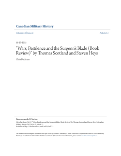 "Wars, Pestilence and the Surgeon&acirc;&bull;Žs Blade (Book Review)" by
