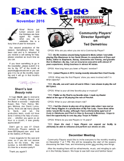 November 2016 Newsletter (PDF FILE)