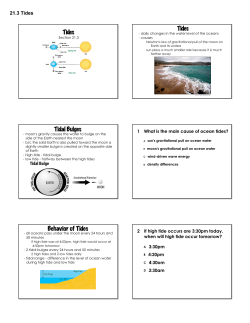 Tides Tides Tidal Bulges Behavior of Tides
