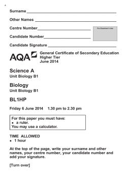 GCSE Biology Modified question paper Unit 01 - Biology June