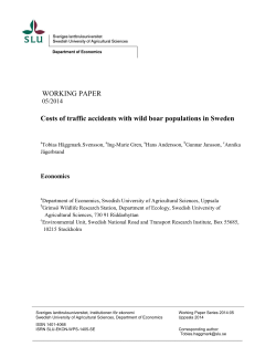 WORKING PAPER Costs of traffic accidents with wild boar